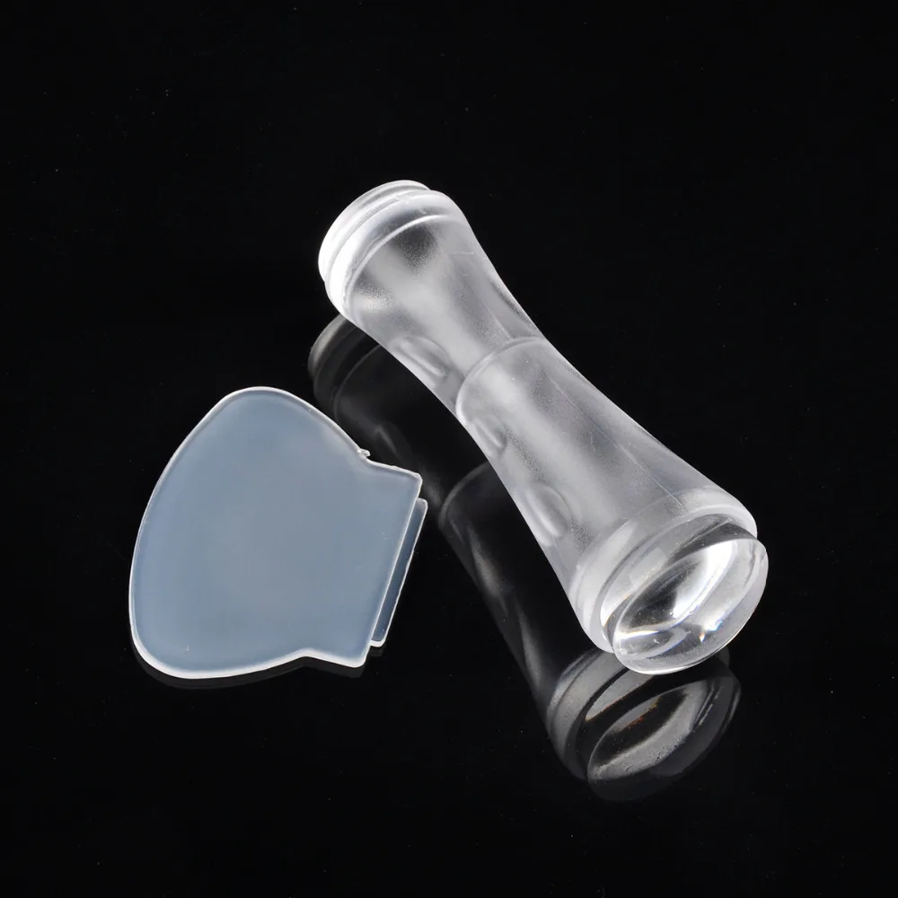 Новые шаблоны для дизайна ногтей Двойные головки прозрачные силиконовые пластины для штамповки ногтей скребок прозрачный 2,8 см штампы для ногтей инструмент для искусства