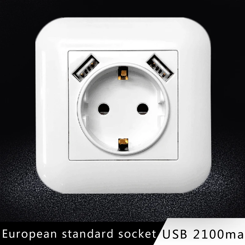 BONDA, двойной USB порт, настенное зарядное устройство, адаптер для зарядки, 2А, настенное зарядное устройство, адаптер, штепсельная розетка европейского стандарта, розетка, Белый пластик