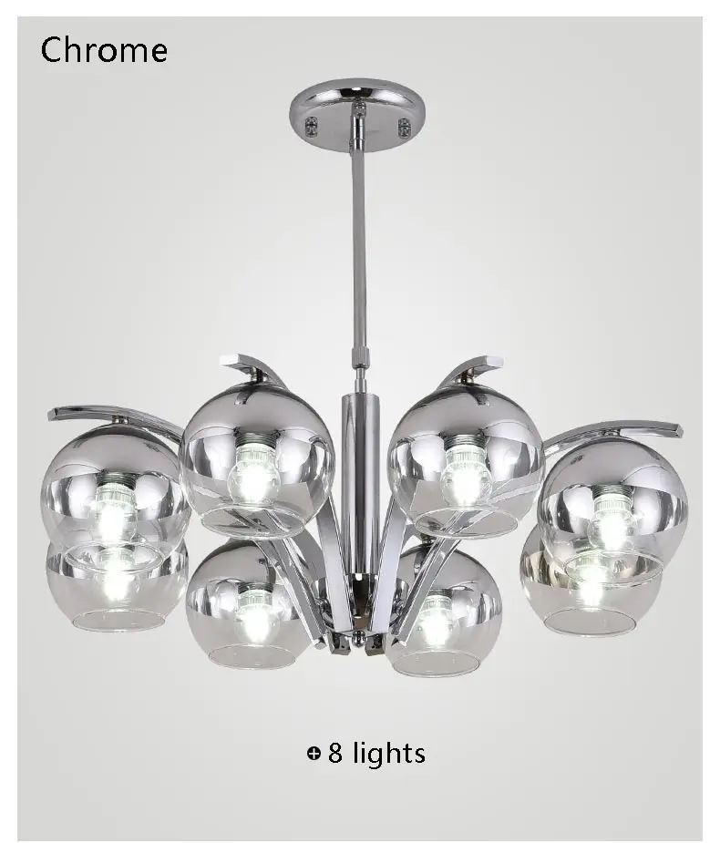 Стеклянная лампа, люстра, светильник ing, Современная гостиная, кухня, домашний декор, светильник, медный хромированный металлический дизайн E27