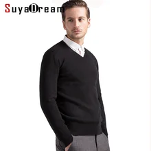 Мужской шерстяной пуловер кашемировый свитер с v-образным вырезом для мужчин осенне-зимние свитера джемпер черный
