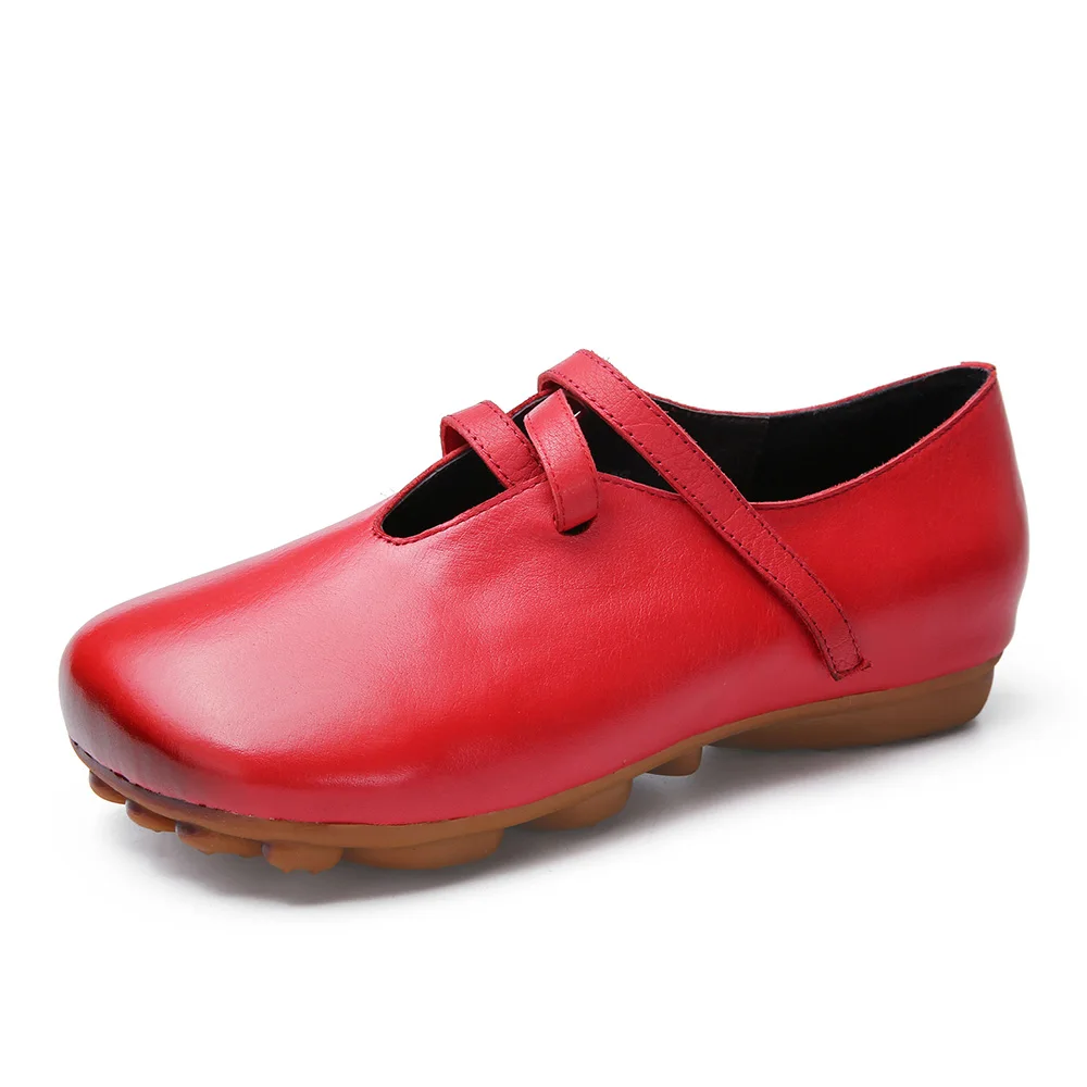 Women Pump Genuine Leather Casual Shoes Low Heel Mary Janes Spring