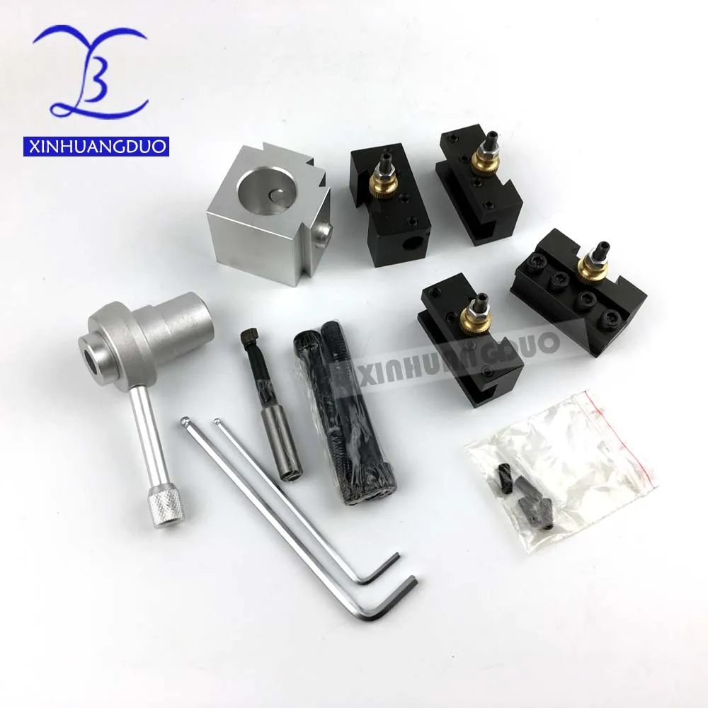 Mini CNC Lathe Tool Holder Quick Change Tool Post Cutter Holder Screw Kit Set Boring Bar Turning Facing Wrench