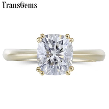 

Transgems Classic 14K 585 Yellow Gold 7X8mm F Color Cushion Cut Moissanite Engagement Ring for Women Wedding Gift Gold Ring