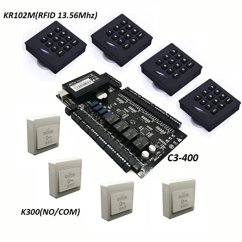 ZK C3-400 Tcp/Ip Rfid система контроля доступа четыре двери Контролер безопасности IP на основе четыре двери Контролер KR102 считыватель клавиатуры