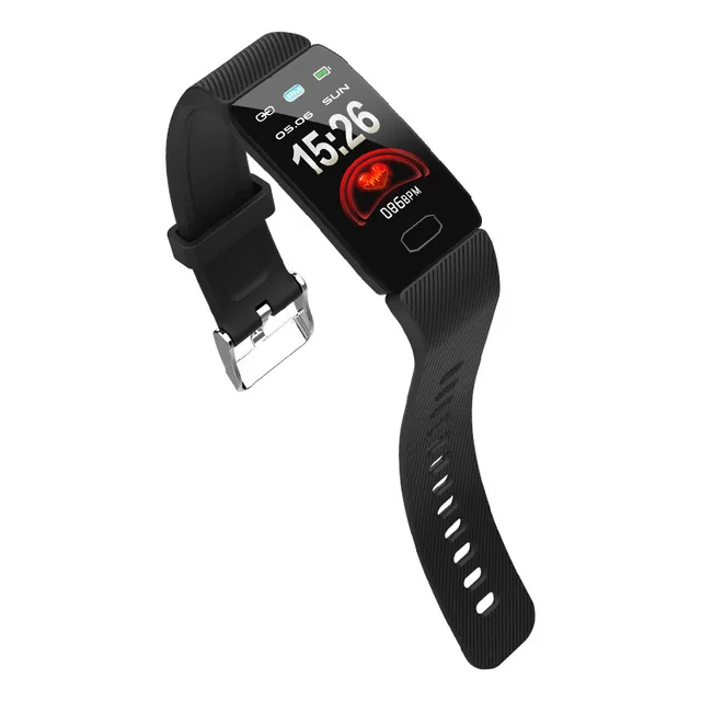 Смарт-браслет кровяное давление Q1 монитор сердечного ритма фитнес-трекер Смарт-часы фитнес-браслет водонепроницаемый дисплей погоды Спорт - Цвет: Черный