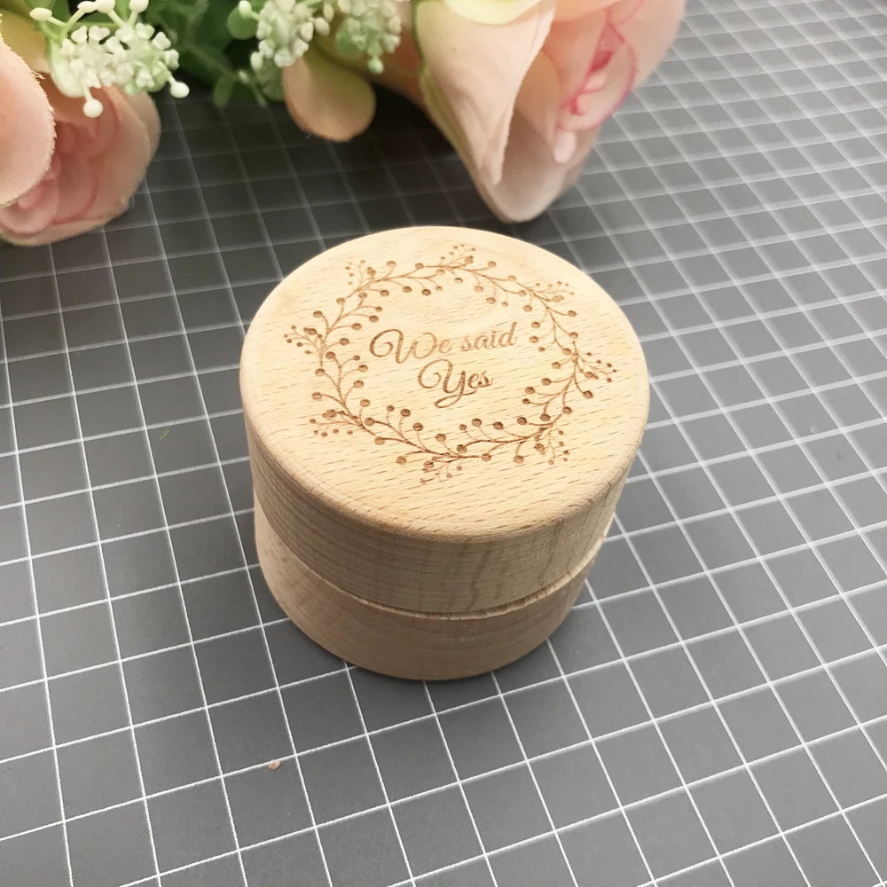 We said yes Wood Wedding Ring Box Valentines Engagement Wooden Ring Bearer Box Rustic Wedding Ring Box Holder Free shipping3