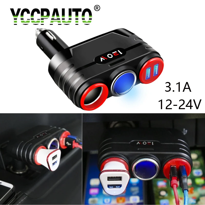 

Gfoloza 120W Cigarette Lighter Socket Power Adapter 3.1A Dual USB Port Car Charger for For Ipad Iphone Mobile Phones 12-24V