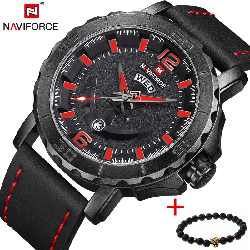 

NAVIFORCE Luxury Brand Military Sport Watch Men's Analog Quartz Clock Leather Waterproof Wrist Watches men relogio masculino