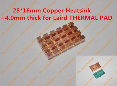28 16mm Copper Heatsink 4 0mm thick for Laird THERMAL PAD Pure Copper MINI PCI E