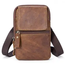 Мужские поясные сумки из натуральной кожи для мобильного телефона, чехол для телефона, маленькая сумка-мессенджер на плечо, сумка через