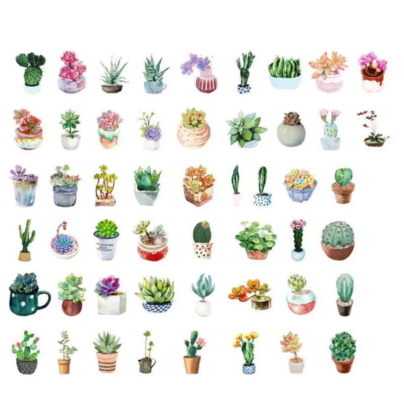 

50pcs/lot Kids DIY Diary Sticker Toy Creative Journal Mini Plants Sticker DIY for Scrapbook Photo Album Decoration Bike Bicycle