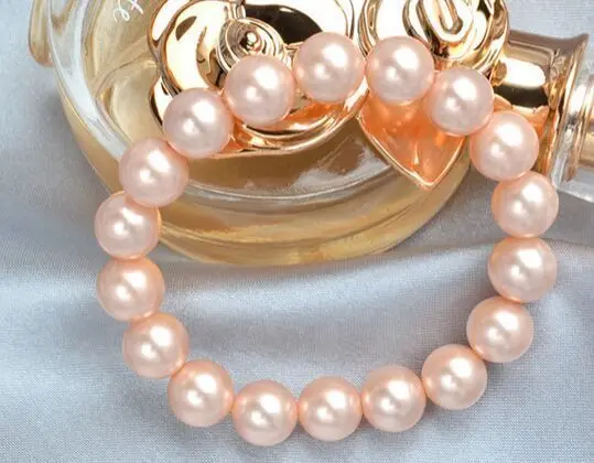 

HUGE mm natural south sea genuine gold pink round pearl bracelet 7.5-8" AAA
