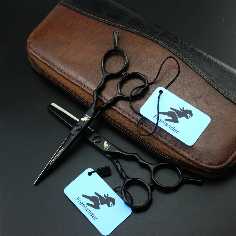 

Freelander 5.5 inch Black Professional Hairdressing Scissors Cutting/Thining Set Titanium Salon Hot Shears Barber-Shop-Supplies