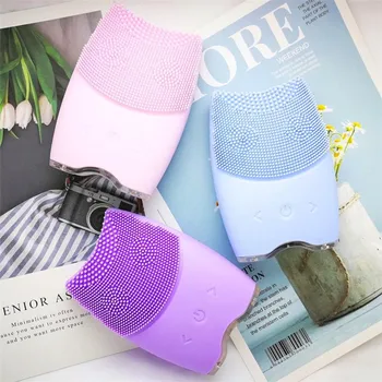 

Silicone Electric Facial Cleansing Brush Ultrasonic Vibration Massage USB Rechargeable Face Blackhead Pore Deep Cleaner 20#628