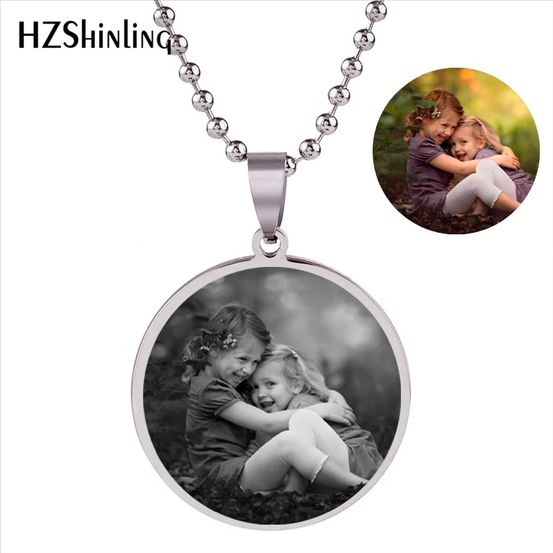 Personalized Custom Stainless Steel Pendant Necklace Photo Of Sisters
