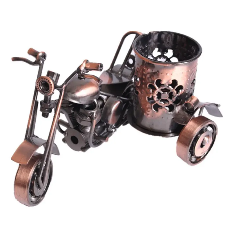 

Creative Metal Craft Motorcycle Style Pen Container Traditional Iron Art Practical Pen Container Nice Gift For Teacher's day
