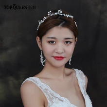 TOPQUEEN HP159 Свадебная Повязка На Голову Повязка-венок украшение для прически невесты аксессуары для волос с украшение для волос с кристаллами для невесты