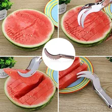 1 Uds cortador de sandía pinzas cuchara Corer fruta melón herramientas de acero inoxidable sandía refrescante cubos de sandía