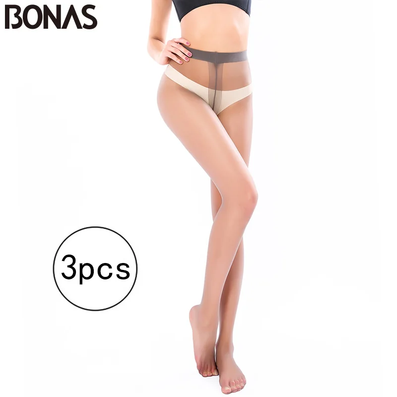 BONAS 3 шт/партия 15D Черные колготки женские летние устойчивые тонкие из цельной
