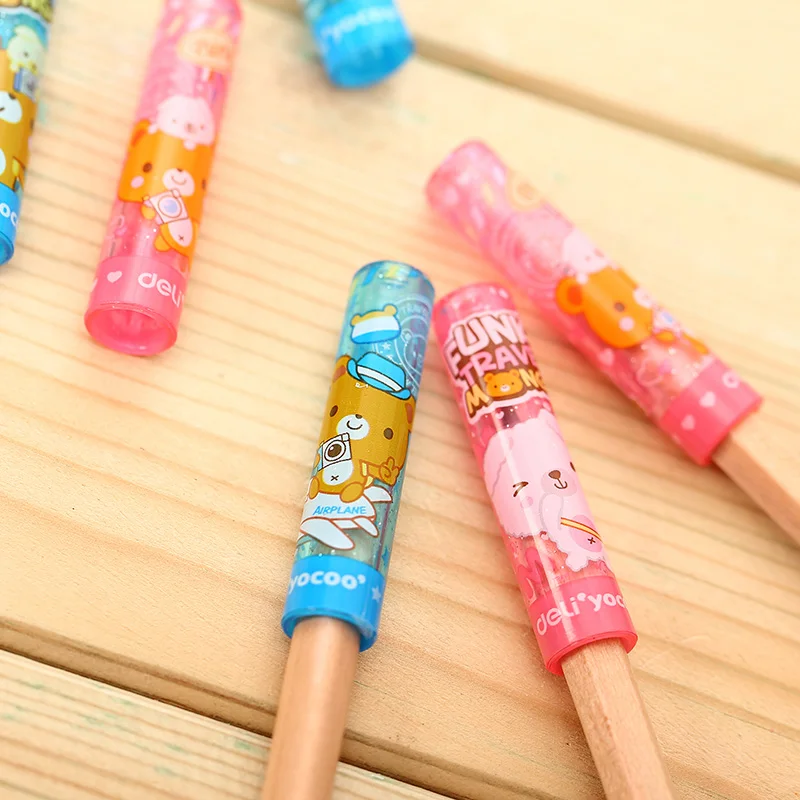 

10 Packs 60Pcs Plastic Pencil Cap For Kids Children Topper Pencil Protector 10x45mm Pencil Accessory School Deli 0505