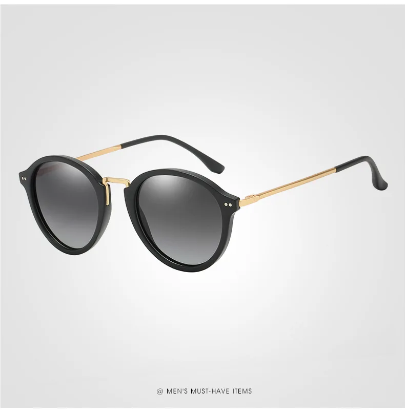 HDCRAFTER мужские поляризованные солнцезащитные очки легкие солнцезащитные очки для вождения круглые Оттенки для мужчин Oculos masculino мужские - Цвет линз: Matte Gold
