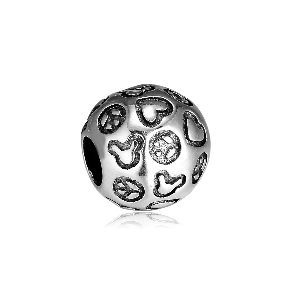 CKK Beads Charms Peace &amp Love Silver 925 Original Fits Pandora Bracelet Sterling Jewelry Making Charm Bead | Украшения и