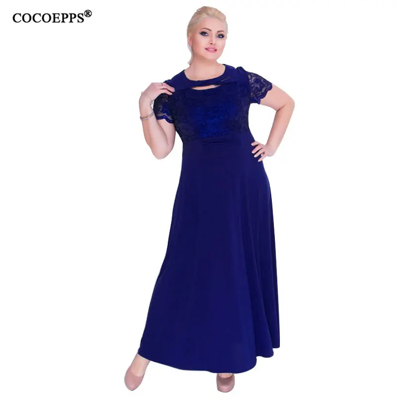 

COCOEPPS 2019 Plus Size 6XL Blue Women Dress Short Sleeve Casual Summer Dresses Office Ladies Dress Free Good Quality Vestidos