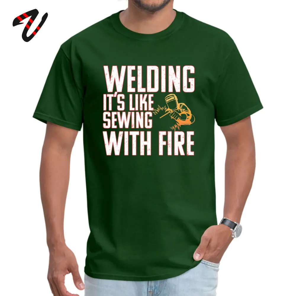 Camisa Design ostern Day Pure Cotton Crew Neck Men Tops Shirt Normal Tee Shirts Graphic Short Sleeve T Shirt Drop Shipping Welder Funny Distressed Design - Welding Its Like Sewing With Fire -10956 dark