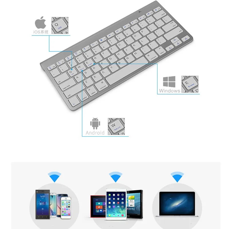 78 клавиш, беспроводная клавиатура с арабским, английским, блютус, универсальная клавиатура для iPhone, iPad, Mac, Win XP, 12 дюймов, ПК, клавиатура для дома и офиса