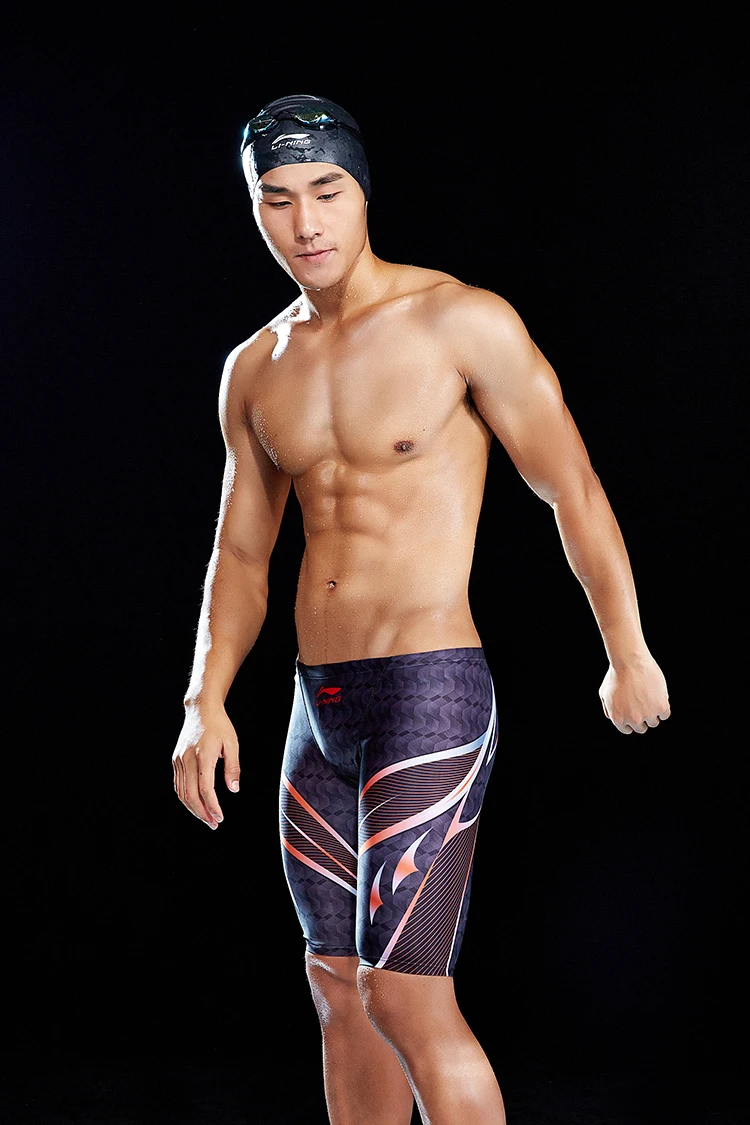 LI-NING, новинка, профессиональные мужские конкурентоспособные плавки, одежда для плавания, быстросохнущие однотонные плавки, мужские плавки размера плюс