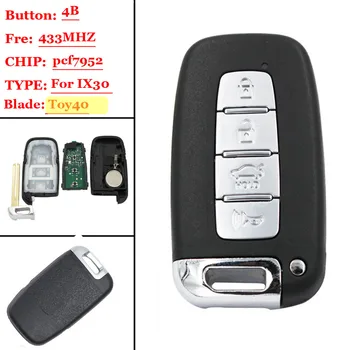 

(1pcs 4 bUTTON Smart card Remote key Keyless Entry For Hyundai 433MHz With ID46 PCF7952 Chip