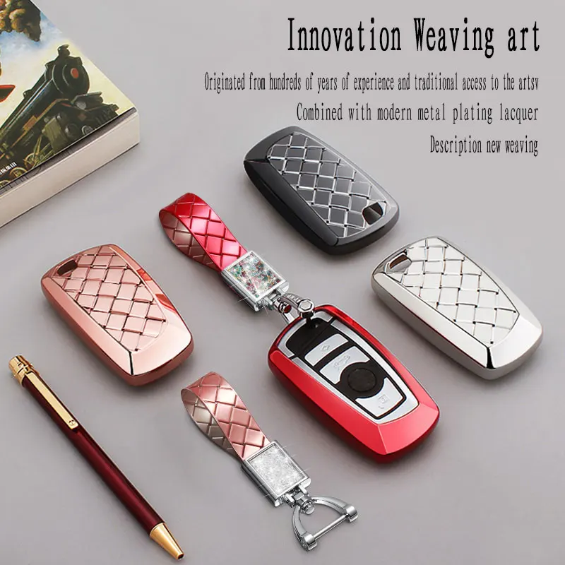 

TPU Car Key Case Cover Diamond Key chain For BMW F30 F20 X1 X3 X5 X6 X7 E30 E34 E90 E60 E36 Key ring Pendant Part Holder girls