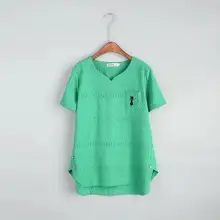 Blusas женские летние топы короткий рукав плюс размер футболки mujer вышитый белый черный пуловер Хлопок Свободные Рубашки 4XL