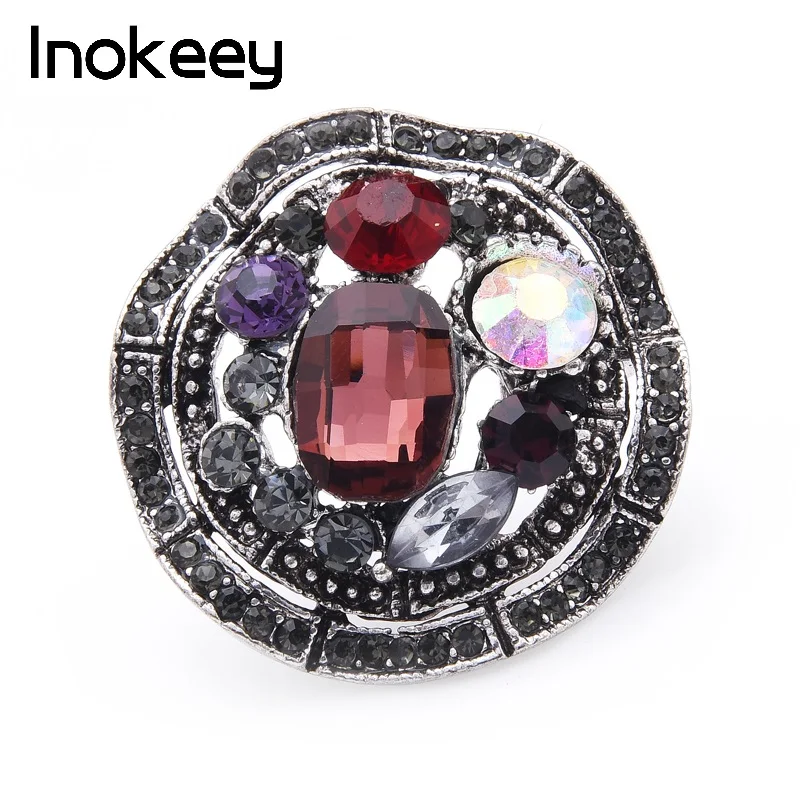 Inokeey Round Crystal Turtle Cover Brooch Pins For Women Fashion Jewelry