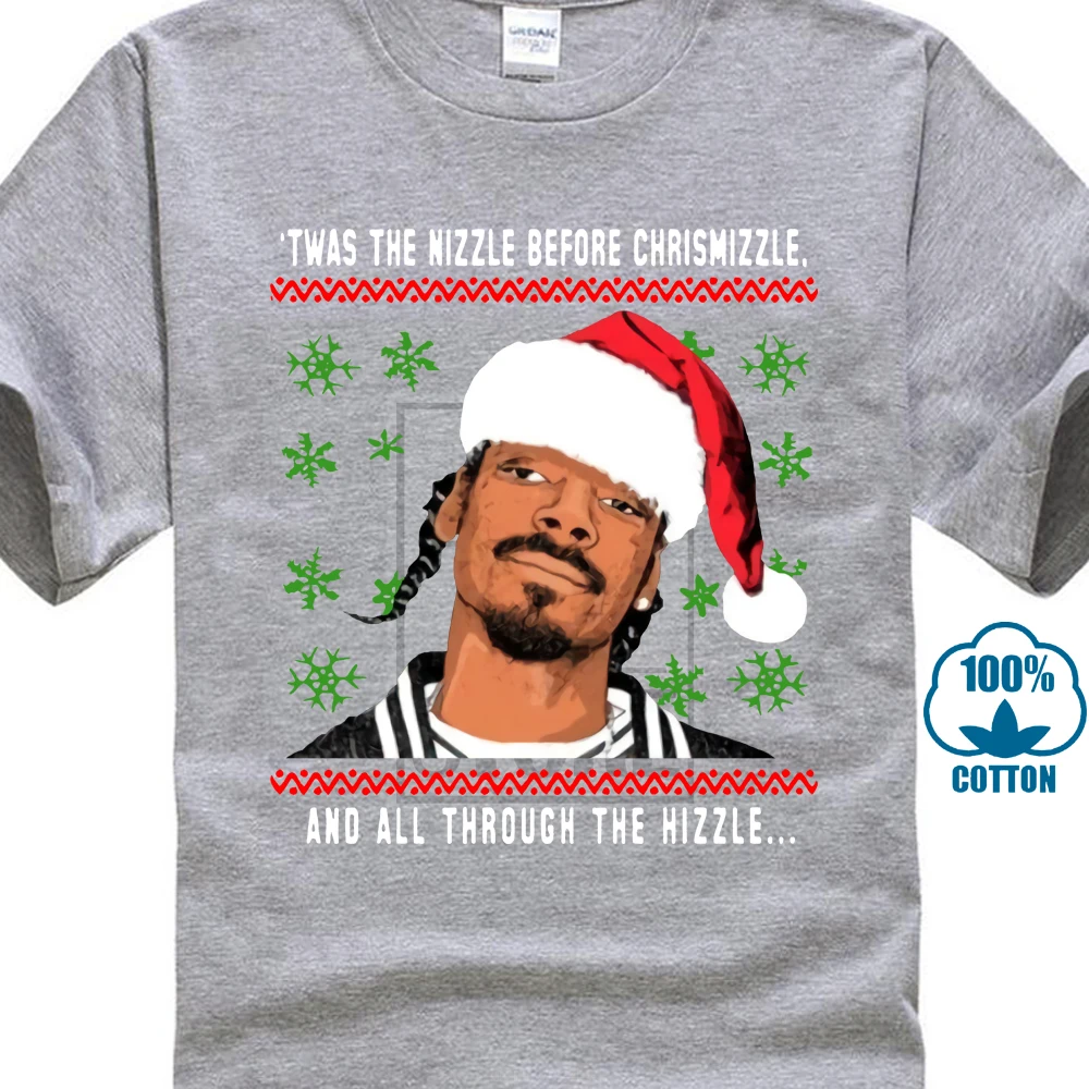 Snoop Dogg Рождество Twas The Nizzle перед футболкой - Цвет: Серый
