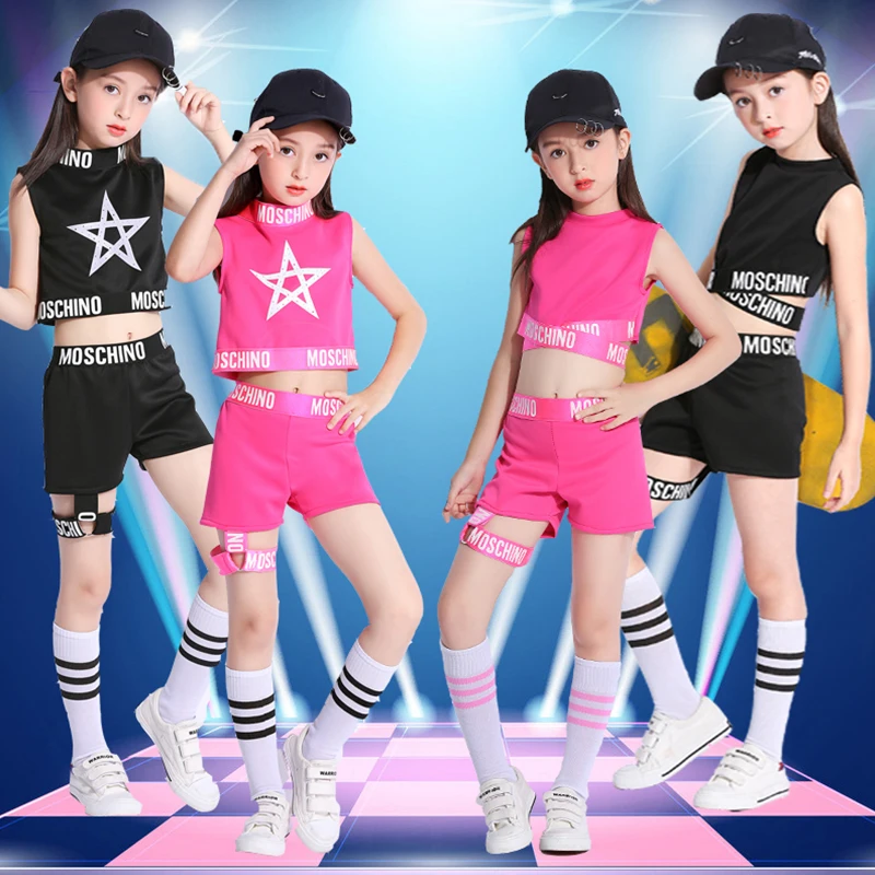 New Jazz Dance Children Performance Costume Casual Hip Hop Stage Wear Dance Costumes Jazzy Dance Wear Europer Kids Clothes