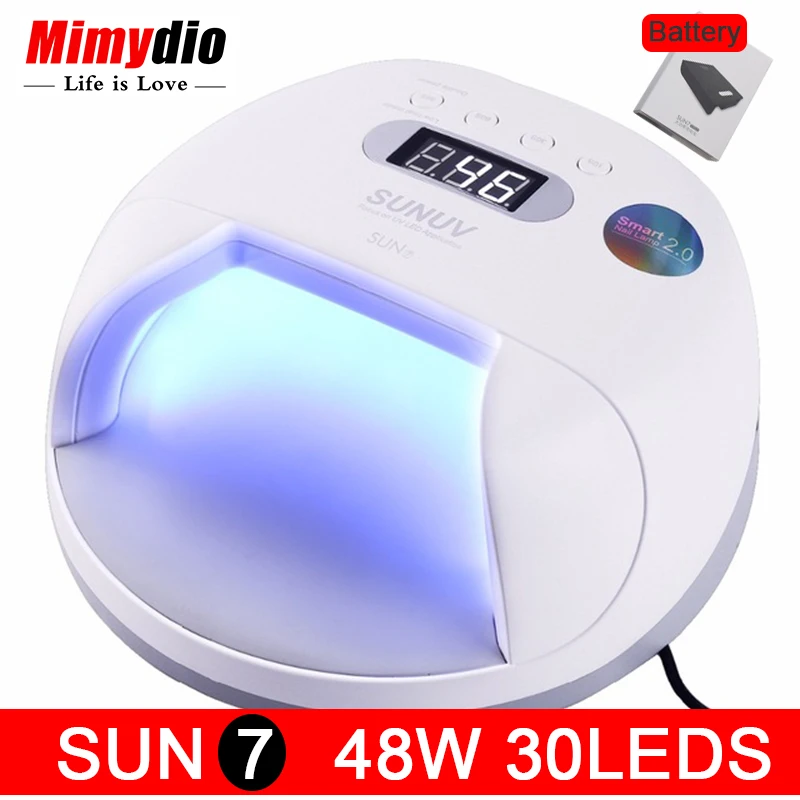 

Original SUNUV SUN7 Nail Lamp 48W UV LED Double Light Source Nail Dryer Machine with Smart Timer Memory and Sensor Power Storage