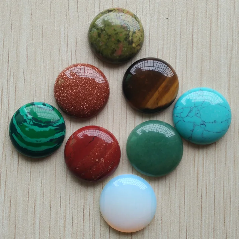 

Wholesale 8pcs/lot 2018 new assorted natural stone mixed round cabochon beads 25mm for jewelry making free shipping