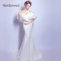 Gardenwed простой с плеча Русалка Свадебные платья 2019 длинные белые сатиновое свадебное платье летнее свадебное платье Vestido De Noiva