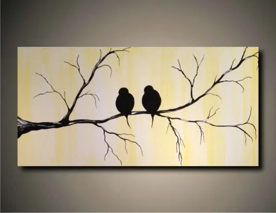 guzel manzara yagliboya basit soyut kuslar tuval boyama el yapimi soyut yagliboya resim kus oturma odasi dekor icin