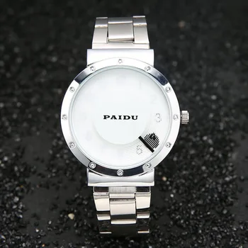 

New Design Fashion Brand Turntable Dial Full Stainless Steel Band Women Men Unisex Hour Quartz Wrist Watches Gift Sports Watches