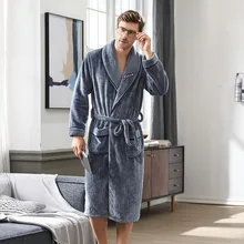 Зимний банный халат мужской мягкий водный норковая бархатная банные мужские халаты синий толстый теплый фланелевый Халат с завязками