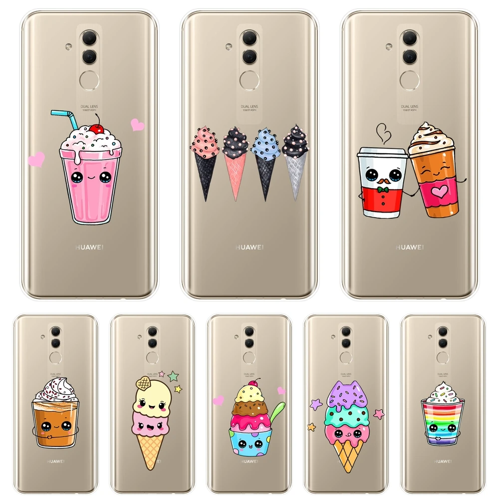 

Kawaii Cute Funny Ice Cream Drink Back Cover For Huawei Mate 20 10 9 Lite Soft Silicone Phone Case For Huawei Mate 7 8 9 10 Pro