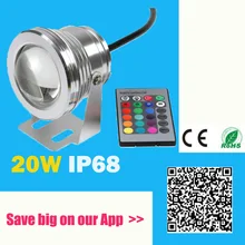 20 Вт 12 в Led RGB подводный Точечный светильник водонепроницаемый IP68 фонтан бассейн лампа 16 красочных изменений с ИК-пультом дистанционного управления piscina открытый светильник