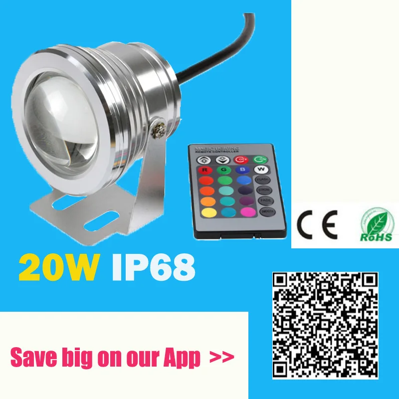 RGB подводный Точечный светильник 20 Вт 12 В водонепроницаемый IP68 16 цветов|underwater spot