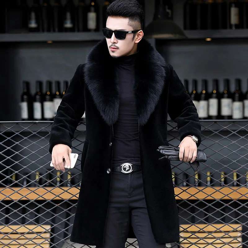 2018 Limited Real Solid No Full Palto Large Size Winter Sheep Shearing Outerwear Men One-piece Coat Long Fox Collar Jacket N453 2018 Limited Real Solid No Full Palto Large Size Winter Sheep Shearing Outerwear Men One-piece Coat Long Fox Collar Jacket N453