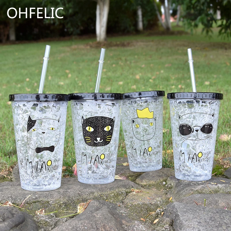 

Candy Colors Milk Smoothie Bottle Iced Coffee Juice Water Plastic Shaker Drink Bottle Beaker Lid With Straw Drinkware 450ML