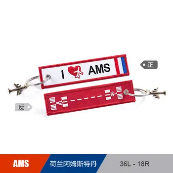 

Netherlands Amsterdam AMS Airport Runway Luggage Bag Tag Embroider Metal Plane Best Gift for Flight Crew Pilot Aviation Lover
