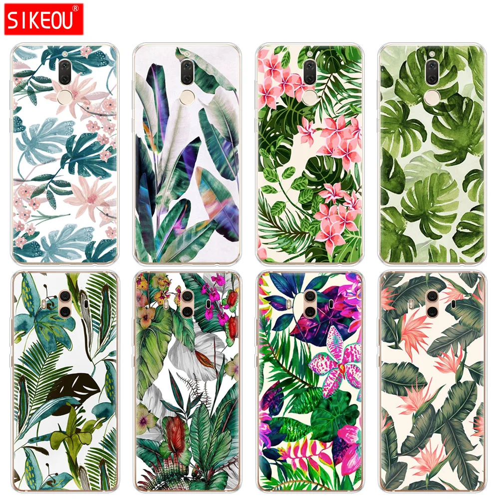 

Silicone Cover phone Case for Huawei mate 7 8 9 10 pro LITE Tropical Green Leaves Floral