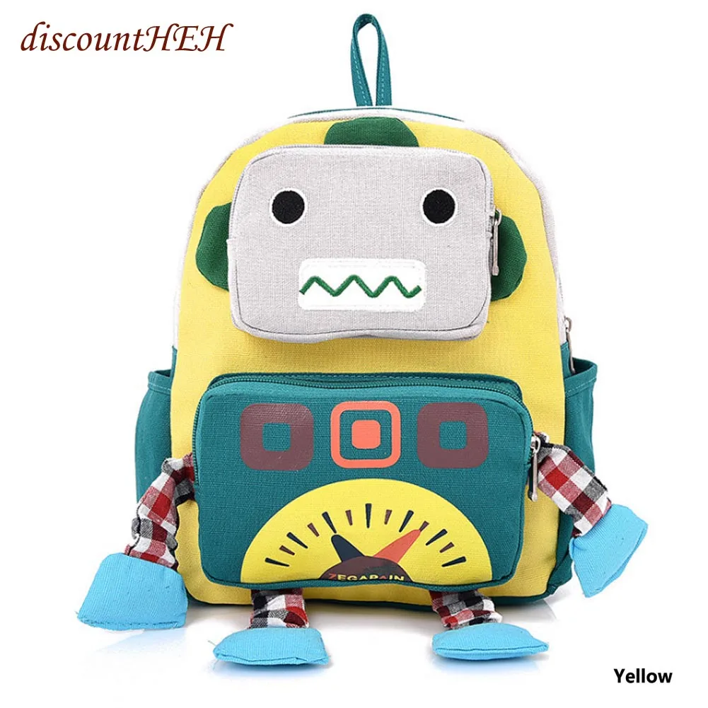 Robot Children's Backpack Fashion 1 5 Grade Boys And Girls School Bag Canvas Primary School